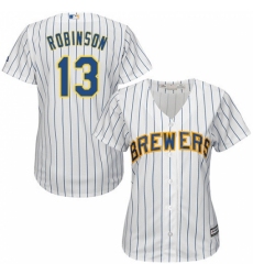 Women's Majestic Milwaukee Brewers #13 Glenn Robinson Replica White Alternate Cool Base MLB Jersey Women's Majestic Milwaukee Brewers #13 Glenn Robinson Replica White Alternate Cool Base MLB Jersey