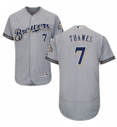 Men's Majestic Milwaukee Brewers #7 Eric Thames Grey Flexbase Authentic Collection MLB Jersey