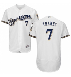 Men's Majestic Milwaukee Brewers #7 Eric Thames White Flexbase Authentic Collection MLB Jersey