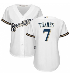 Women's Majestic Milwaukee Brewers #7 Eric Thames Replica White Home Cool Base MLB Jersey