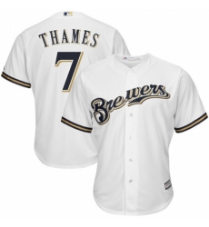 Youth Majestic Milwaukee Brewers #7 Eric Thames Authentic White Home Cool Base MLB Jersey
