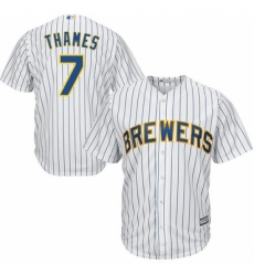Youth Majestic Milwaukee Brewers #7 Eric Thames Replica White Alternate Cool Base MLB Jersey