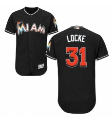 Men's Majestic Miami Marlins #31 Jeff Locke Black Flexbase Authentic Collection MLB Jersey
