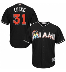 Men's Majestic Miami Marlins #31 Jeff Locke Replica Black Alternate 2 Cool Base MLB Jersey