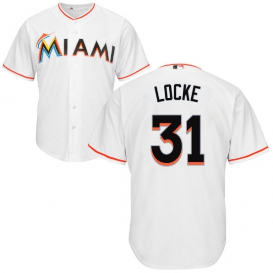 Men's Majestic Miami Marlins #31 Jeff Locke Replica White Home Cool Base MLB Jersey Men's Majestic Miami Marlins #31 Jeff Locke Replica White Home Cool Base MLB Jersey