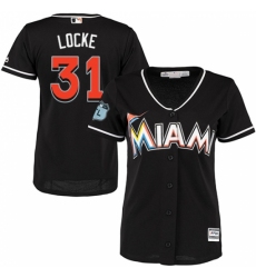 Women's Majestic Miami Marlins #31 Jeff Locke Replica Black Alternate 2 Cool Base MLB Jersey Women's Majestic Miami Marlins #31 Jeff Locke Replica Black Alternate 2 Cool Base MLB Jersey