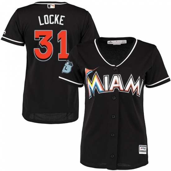 Women's Majestic Miami Marlins #31 Jeff Locke Replica Black Alternate 2 Cool Base MLB Jersey Women's Majestic Miami Marlins #31 Jeff Locke Replica Black Alternate 2 Cool Base MLB Jersey