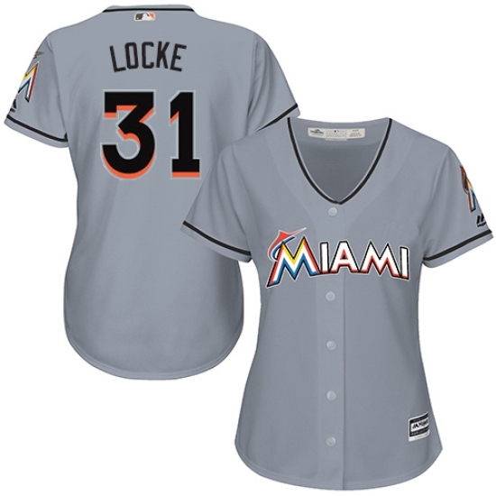 Women's Majestic Miami Marlins #31 Jeff Locke Replica Grey Road Cool Base MLB Jersey Women's Majestic Miami Marlins #31 Jeff Locke Replica Grey Road Cool Base MLB Jersey