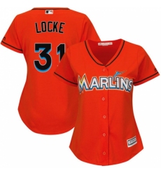 Women's Majestic Miami Marlins #31 Jeff Locke Replica Orange Alternate 1 Cool Base MLB Jersey