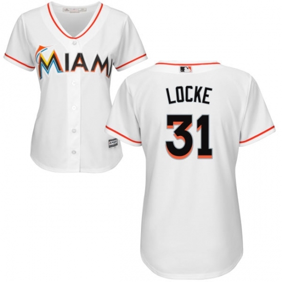 Women's Majestic Miami Marlins #31 Jeff Locke Replica White Home Cool Base MLB Jersey Women's Majestic Miami Marlins #31 Jeff Locke Replica White Home Cool Base MLB Jersey