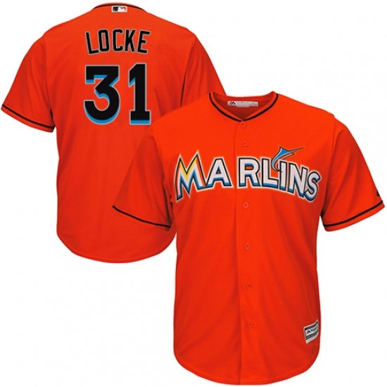 Youth Majestic Miami Marlins #31 Jeff Locke Replica Orange Alternate 1 Cool Base MLB Jersey Youth Majestic Miami Marlins #31 Jeff Locke Replica Orange Alternate 1 Cool Base MLB Jersey