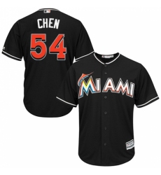 Men's Majestic Miami Marlins #54 Wei-Yin Chen Replica Black Alternate 2 Cool Base MLB Jersey