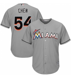 Men's Majestic Miami Marlins #54 Wei-Yin Chen Replica Grey Road Cool Base MLB Jersey