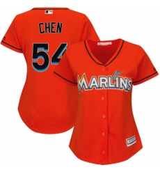 Women's Majestic Miami Marlins #54 Wei-Yin Chen Replica Orange Alternate 1 Cool Base MLB Jersey