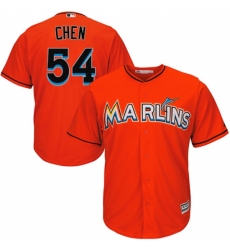 Youth Majestic Miami Marlins #54 Wei-Yin Chen Authentic Orange Alternate 1 Cool Base MLB Jersey