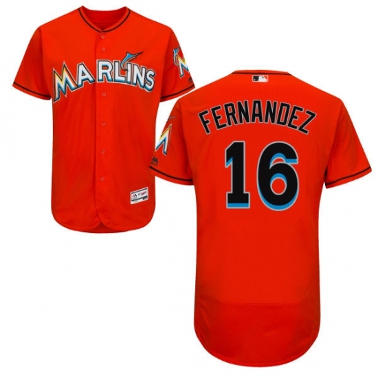 Men's Majestic Miami Marlins #16 Jose Fernandez Orange Flexbase Authentic Collection MLB Jersey Men's Majestic Miami Marlins #16 Jose Fernandez Orange Flexbase Authentic Collection MLB Jersey