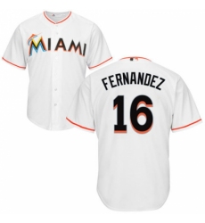 Men's Majestic Miami Marlins #16 Jose Fernandez Replica White Home Cool Base MLB Jersey Men's Majestic Miami Marlins #16 Jose Fernandez Replica White Home Cool Base MLB Jersey