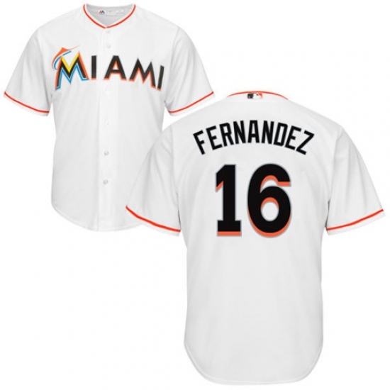Men's Majestic Miami Marlins #16 Jose Fernandez Replica White Home Cool Base MLB Jersey Men's Majestic Miami Marlins #16 Jose Fernandez Replica White Home Cool Base MLB Jersey
