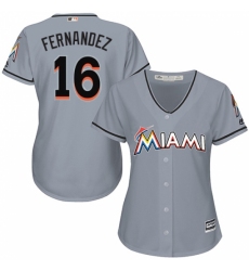 Women's Majestic Miami Marlins #16 Jose Fernandez Replica Grey Road Cool Base MLB Jersey Women's Majestic Miami Marlins #16 Jose Fernandez Replica Grey Road Cool Base MLB Jersey