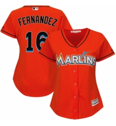 Women's Majestic Miami Marlins #16 Jose Fernandez Replica Orange Alternate 1 Cool Base MLB Jersey
