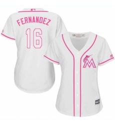 Women's Majestic Miami Marlins #16 Jose Fernandez Replica White Fashion Cool Base MLB Jersey Women's Majestic Miami Marlins #16 Jose Fernandez Replica White Fashion Cool Base MLB Jersey