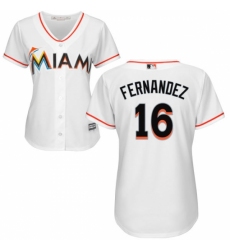 Women's Majestic Miami Marlins #16 Jose Fernandez Replica White Home Cool Base MLB Jersey Women's Majestic Miami Marlins #16 Jose Fernandez Replica White Home Cool Base MLB Jersey