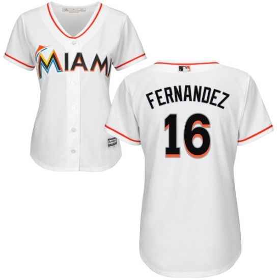 Women's Majestic Miami Marlins #16 Jose Fernandez Replica White Home Cool Base MLB Jersey Women's Majestic Miami Marlins #16 Jose Fernandez Replica White Home Cool Base MLB Jersey