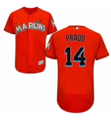 Men's Majestic Miami Marlins #14 Martin Prado Orange Flexbase Authentic Collection MLB Jersey