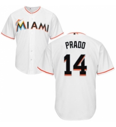 Men's Majestic Miami Marlins #14 Martin Prado Replica White Home Cool Base MLB Jersey