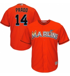Youth Majestic Miami Marlins #14 Martin Prado Replica Orange Alternate 1 Cool Base MLB Jersey