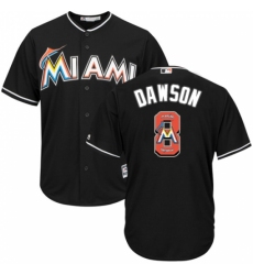 Men's Majestic Miami Marlins #8 Andre Dawson Authentic Black Team Logo Fashion Cool Base MLB Jersey