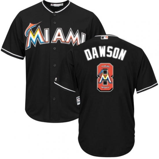 Men's Majestic Miami Marlins #8 Andre Dawson Authentic Black Team Logo Fashion Cool Base MLB Jersey Men's Majestic Miami Marlins #8 Andre Dawson Authentic Black Team Logo Fashion Cool Base MLB Jersey