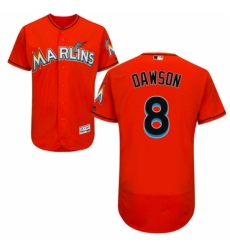 Men's Majestic Miami Marlins #8 Andre Dawson Orange Flexbase Authentic Collection MLB Jersey
