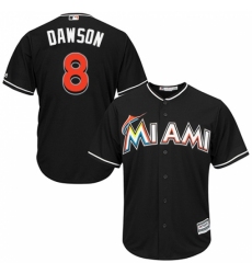 Men's Majestic Miami Marlins #8 Andre Dawson Replica Black Alternate 2 Cool Base MLB Jersey