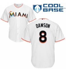Men's Majestic Miami Marlins #8 Andre Dawson Replica White Home Cool Base MLB Jersey