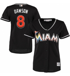 Women's Majestic Miami Marlins #8 Andre Dawson Authentic Black Alternate 2 Cool Base MLB Jersey
