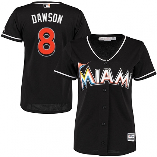 Women's Majestic Miami Marlins #8 Andre Dawson Authentic Black Alternate 2 Cool Base MLB Jersey Women's Majestic Miami Marlins #8 Andre Dawson Authentic Black Alternate 2 Cool Base MLB Jersey