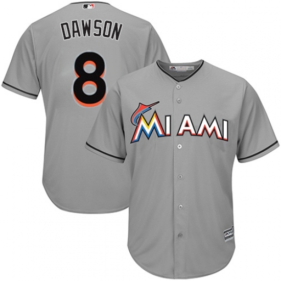 Youth Majestic Miami Marlins #8 Andre Dawson Replica Grey Road Cool Base MLB Jersey Youth Majestic Miami Marlins #8 Andre Dawson Replica Grey Road Cool Base MLB Jersey