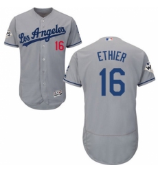 Men's Majestic Los Angeles Dodgers #16 Andre Ethier Authentic Grey Road 2017 World Series Bound Flex Base MLB Jersey