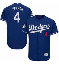 Men's Majestic Los Angeles Dodgers #4 Babe Herman Authentic Royal Blue Alternate 2017 World Series Bound Flex Base MLB Jersey
