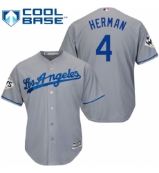 Youth Majestic Los Angeles Dodgers #4 Babe Herman Authentic Grey Road 2017 World Series Bound Cool Base MLB Jersey