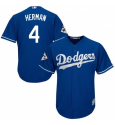 Youth Majestic Los Angeles Dodgers #4 Babe Herman Authentic Royal Blue Alternate 2017 World Series Bound Cool Base MLB Jersey