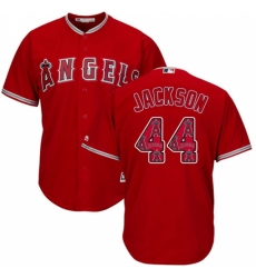 Men's Majestic Los Angeles Angels of Anaheim #44 Reggie Jackson Authentic Red Team Logo Fashion Cool Base MLB Jersey