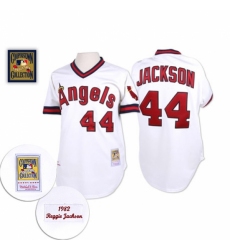 Men's Mitchell and Ness Los Angeles Angels of Anaheim #44 Reggie Jackson Authentic White Throwback MLB Jersey