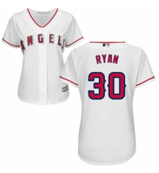 Women's Majestic Los Angeles Angels of Anaheim #30 Nolan Ryan Replica White Home Cool Base MLB Jersey