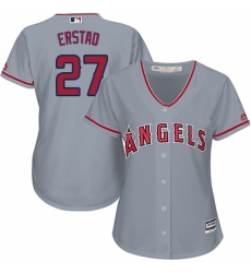 Women's Majestic Los Angeles Angels of Anaheim #27 Darin Erstad Replica Grey Road Cool Base MLB Jersey