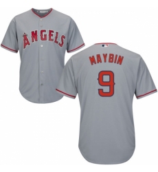 Youth Majestic Los Angeles Angels of Anaheim #9 Cameron Maybin Authentic Grey Road Cool Base MLB Jersey