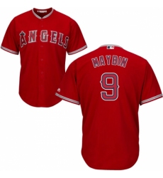 Youth Majestic Los Angeles Angels of Anaheim #9 Cameron Maybin Authentic Red Alternate Cool Base MLB Jersey