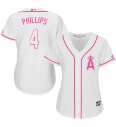 Women's Majestic Los Angeles Angels of Anaheim #4 Brandon Phillips Replica White Fashion Cool Base MLB Jersey