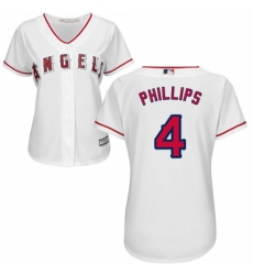 Women's Majestic Los Angeles Angels of Anaheim #4 Brandon Phillips Replica White Home Cool Base MLB Jersey